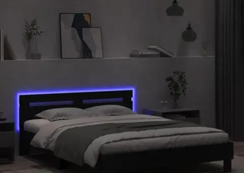 Cadru de pat cu LED fără saltea Negru 150x200 cm - 4/5