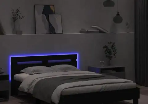 Cadru de pat cu tăblie și LED, negru, 120x200 cm - 4/5