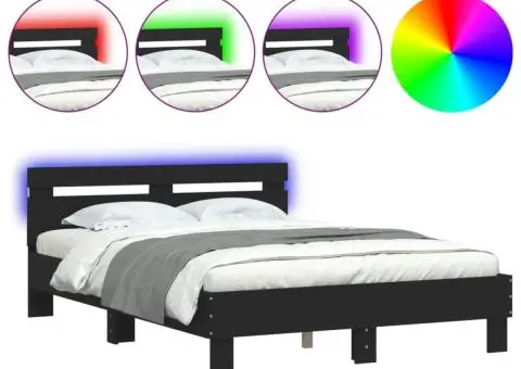 Cadru de pat cu tăblie și LED, negru, 120x190 cm - 2/5