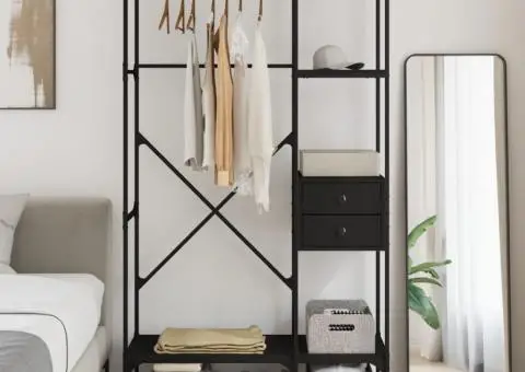 Șifonier cu sertare, negru, 100x40x180 cm, lemn compozit - 1/5