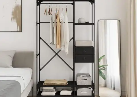 Șifonier cu sertare, negru, 100x40x180 cm, lemn compozit - 3/5