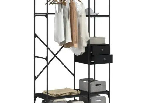 Șifonier cu sertare, negru, 100x40x180 cm, lemn compozit - 4/5