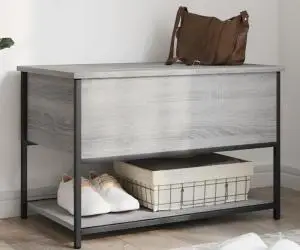 vidaXL Bancă de depozitare, gri sonoma, 70x42,5x47 cm, lemn prelucrat