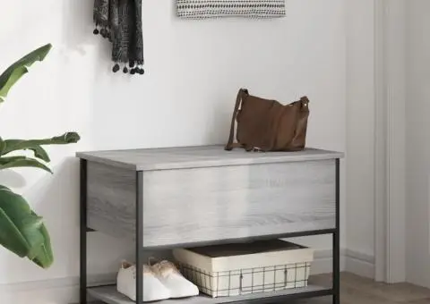 Bancă de depozitare, gri sonoma, 70x42,5x47 cm, lemn prelucrat - 3/5