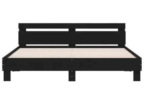 Cadru de pat cu tăblie, negru, 160x200 cm, lemn prelucrat - 5/5