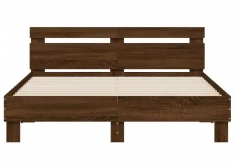 Cadru de pat cu tăblie, stejar maro, 140x200cm, lemn prelucrat - 5/5