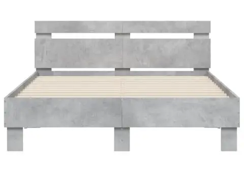 Cadru de pat cu tăblie gri beton 120x200 cm lemn prelucrat - 5/5