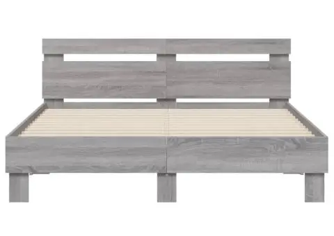 Cadru de pat cu tăblie gri sonoma 140x190 cm lemn prelucrat - 5/5