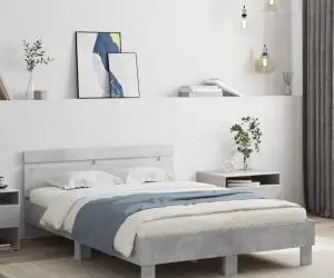 vidaXL Cadru de pat cu tăblie gri beton 120x190 cm lemn prelucrat