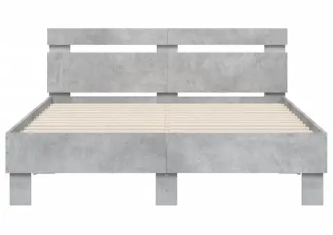 Cadru de pat cu tăblie gri beton 120x190 cm lemn prelucrat - 5/5