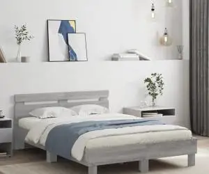 vidaXL Cadru de pat cu tăblie gri sonoma 120x190 cm lemn prelucrat