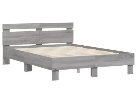 Cadru de pat cu tăblie gri sonoma 120x190 cm lemn prelucrat - 3/5