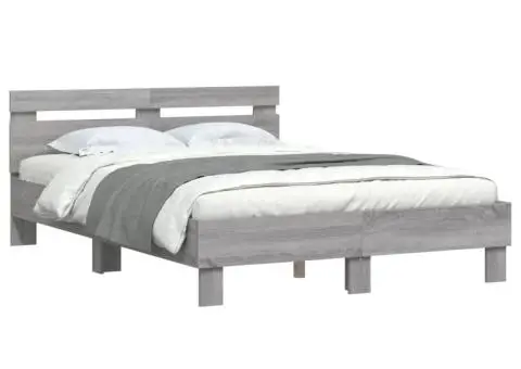 Cadru de pat cu tăblie gri sonoma 120x190 cm lemn prelucrat - 4/5