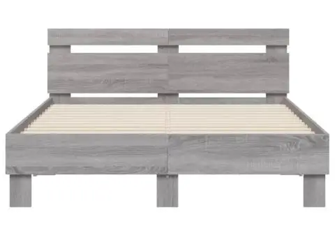 Cadru de pat cu tăblie gri sonoma 120x190 cm lemn prelucrat - 5/5