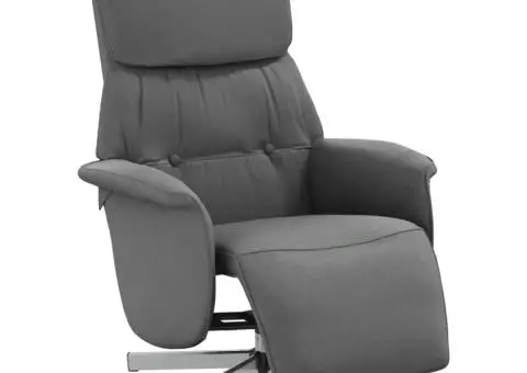 Fotoliu rabatabil cu suport de picioare, gri închis, textil - 2/5