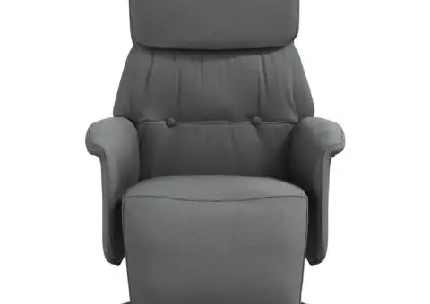 Fotoliu rabatabil cu suport de picioare, gri închis, textil - 3/5