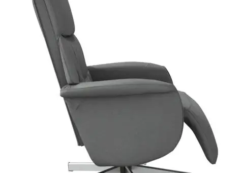 Fotoliu rabatabil cu suport de picioare, gri închis, textil - 4/5