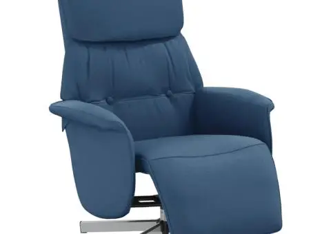 Fotoliu rabatabil cu suport de picioare, albastru, textil - 2/5