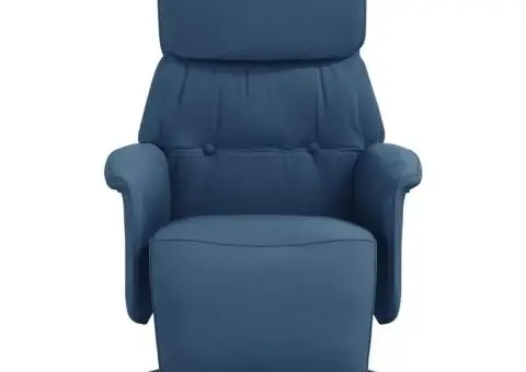 Fotoliu rabatabil cu suport de picioare, albastru, textil - 3/5