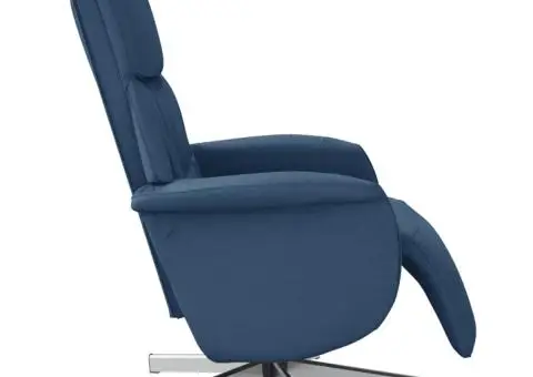 Fotoliu rabatabil cu suport de picioare, albastru, textil - 4/5