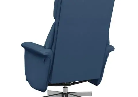 Fotoliu rabatabil cu suport de picioare, albastru, textil - 5/5