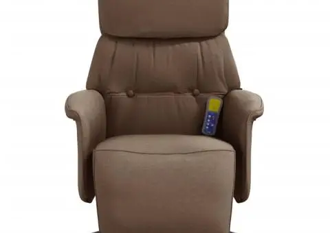 Fotoliu de masaj rabatabil cu suport de picioare, maro, textil - 4/5