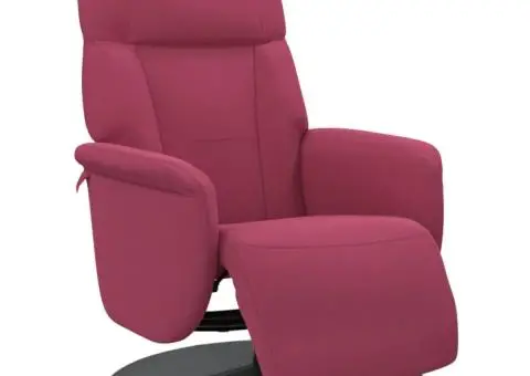 Scaun de relaxare cu taburet, roșu vin, catifea - 2/5