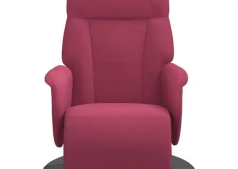 Scaun de relaxare cu taburet, roșu vin, catifea - 3/5