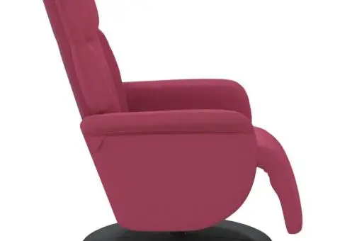Scaun de relaxare cu taburet, roșu vin, catifea - 4/5