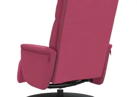 Scaun de relaxare cu taburet, roșu vin, catifea - 5/5