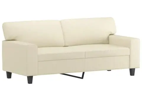 Canapea cu 2 locuri, crem, 140 cm, piele ecologică - 2/5