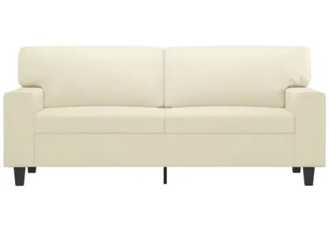 Canapea cu 2 locuri, crem, 140 cm, piele ecologică - 3/5