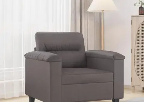 Canapea de o persoană, gri, 60 cm, piele ecologică - 1/5