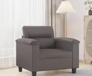 vidaXL Canapea de o persoană, gri, 60 cm, piele ecologică