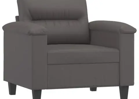 Canapea de o persoană, gri, 60 cm, piele ecologică - 2/5