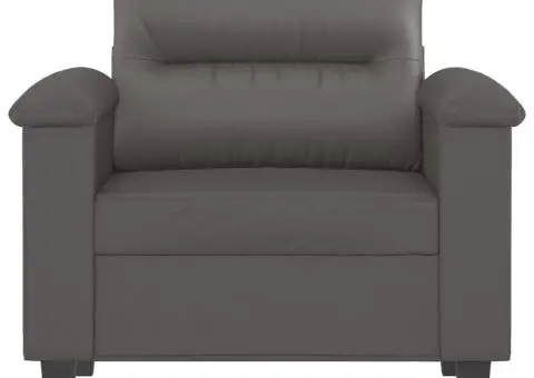 Canapea de o persoană, gri, 60 cm, piele ecologică - 3/5