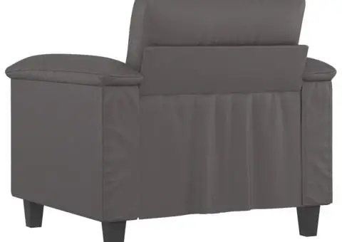 Canapea de o persoană, gri, 60 cm, piele ecologică - 5/5