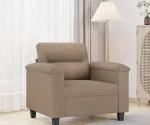vidaXL Canapea de o persoană, cappuccino, 60 cm, piele ecologică