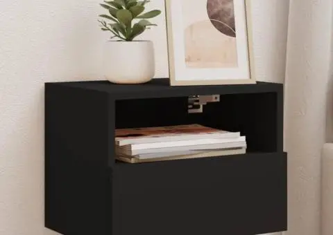 Comode TV de perete, 2 buc., negru, 40x30x30 cm, lemn prelucrat - 1/5