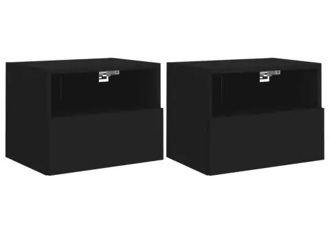 Comode TV de perete, 2 buc., negru, 40x30x30 cm, lemn prelucrat - 2/5