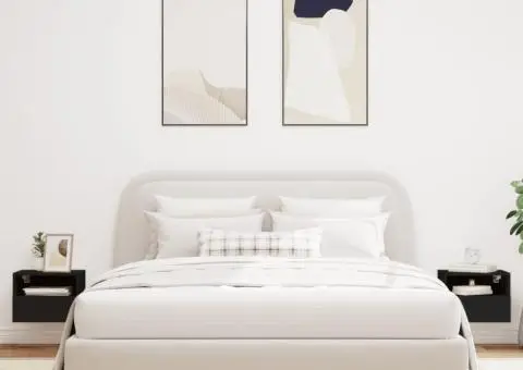 Comode TV de perete, 2 buc., negru, 40x30x30 cm, lemn prelucrat - 3/5