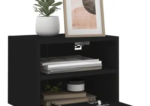 Comode TV de perete, 2 buc., negru, 40x30x30 cm, lemn prelucrat - 5/5