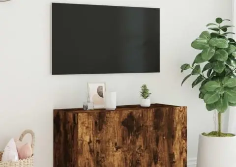 Comodă TV de perete cu lumini LED, stejar fumuriu, 80x35x41 cm - 5/5