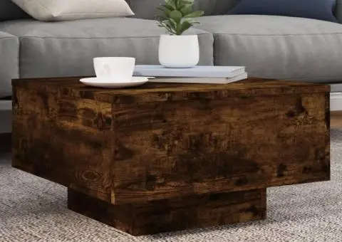 Măsuță de cafea cu lumini LED, stejar fumuriu, 55x55x31 cm - 1/5