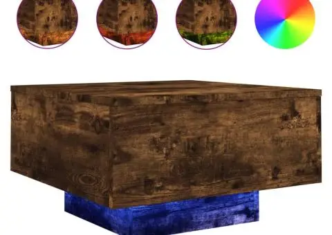 Măsuță de cafea cu lumini LED, stejar fumuriu, 55x55x31 cm - 2/5