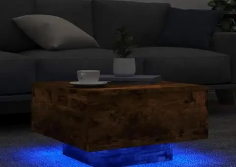 Măsuță de cafea cu lumini LED, stejar fumuriu, 55x55x31 cm - 4/5