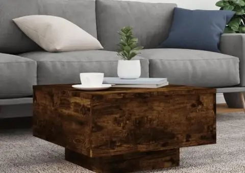 Măsuță de cafea cu lumini LED, stejar fumuriu, 55x55x31 cm - 5/5