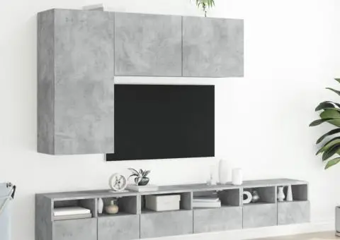 Comodă TV de perete, gri beton, 60x30x30 cm, lemn prelucrat - 4/5