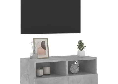 Comodă TV de perete, gri beton, 60x30x30 cm, lemn prelucrat - 5/5