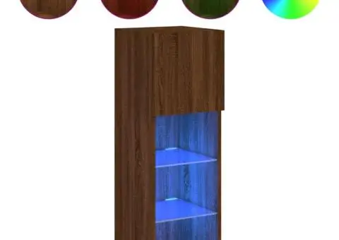 Comodă TV cu lumini LED, stejar maro, 30,5x30x90 cm - 2/5